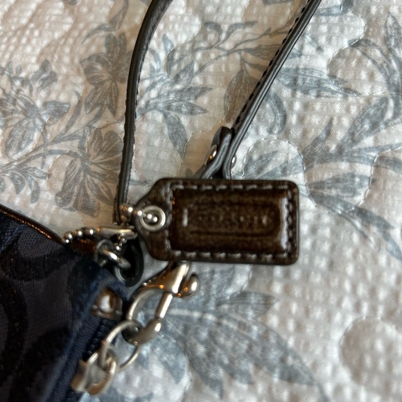 Coach Dark Blue Sparkle Signature Wristlet - Picture 6 of 10